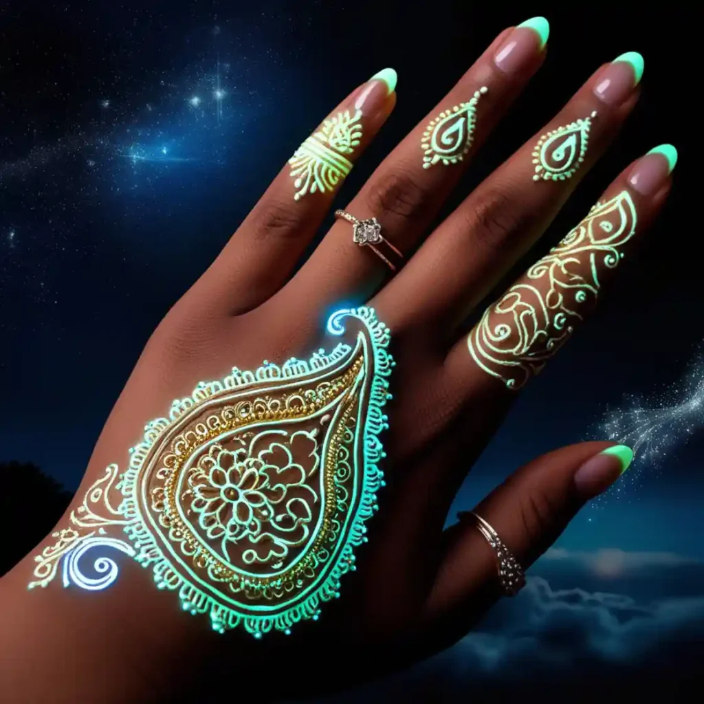 mehndi design glow in the dark