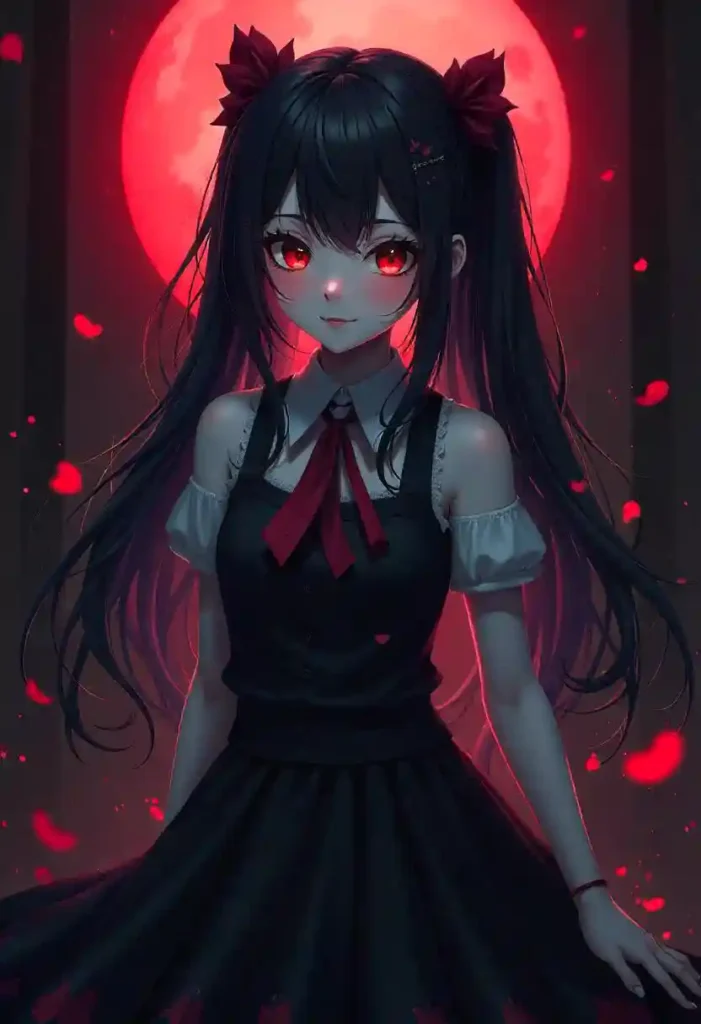 dark aesthetic emo anime girl pfp