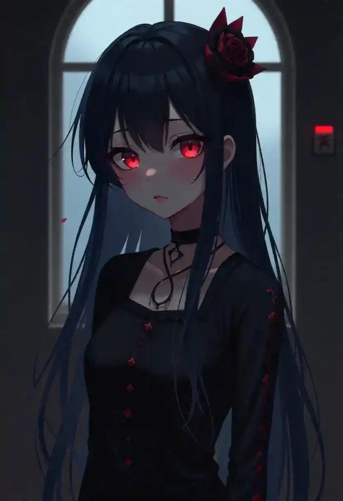 dark aesthetic emo anime girl pfp