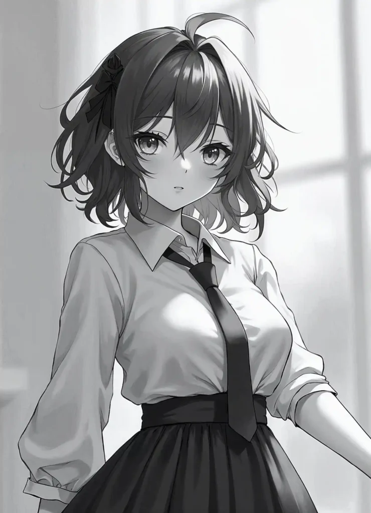 black and white anime pfps girl