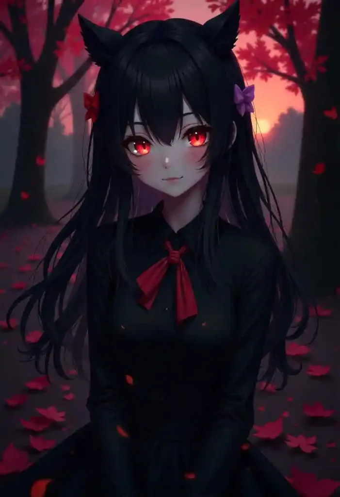 dark aesthetic emo anime girl pfp