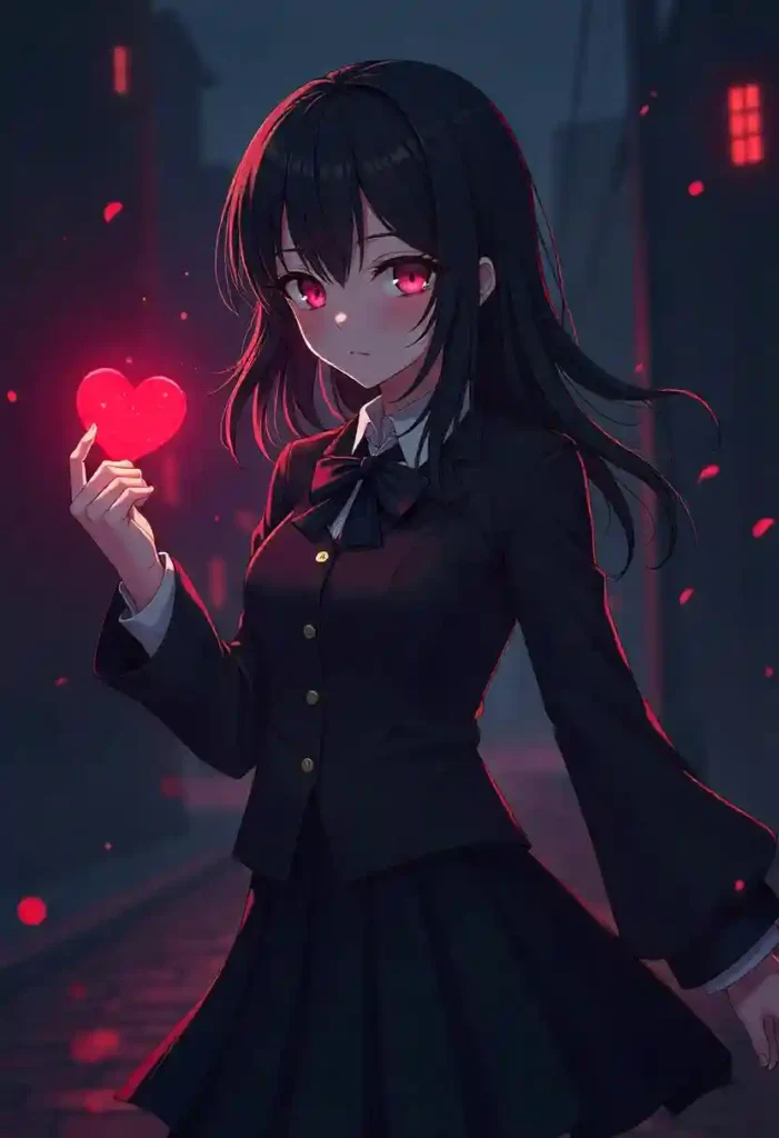 dark aesthetic emo anime girl pfp