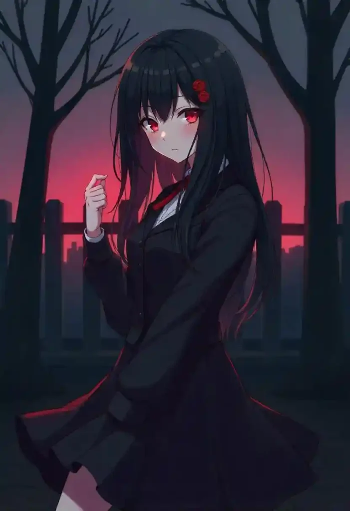 dark aesthetic emo anime girl pfp