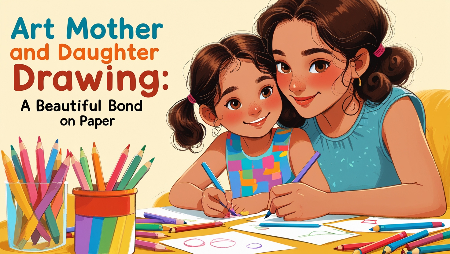 art mother and daughter drawing