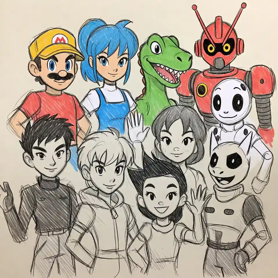 cute easy drawings animated characters