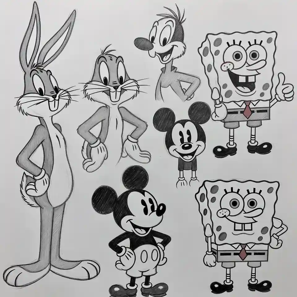 cute easy drawings animated characters