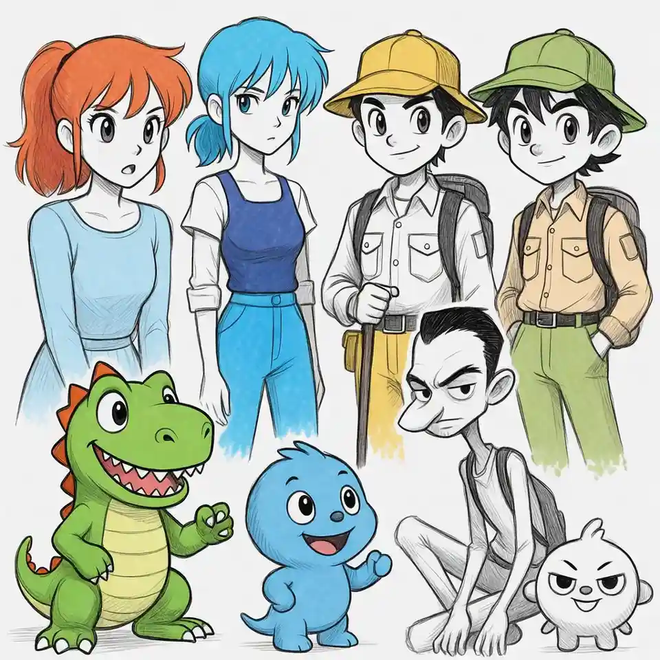 cute easy drawings animated characters