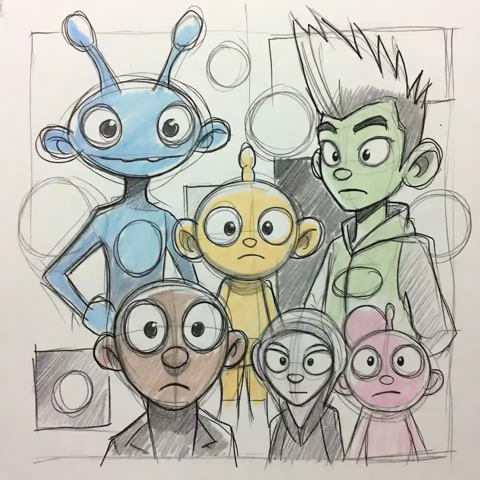 cute easy drawings animated characters