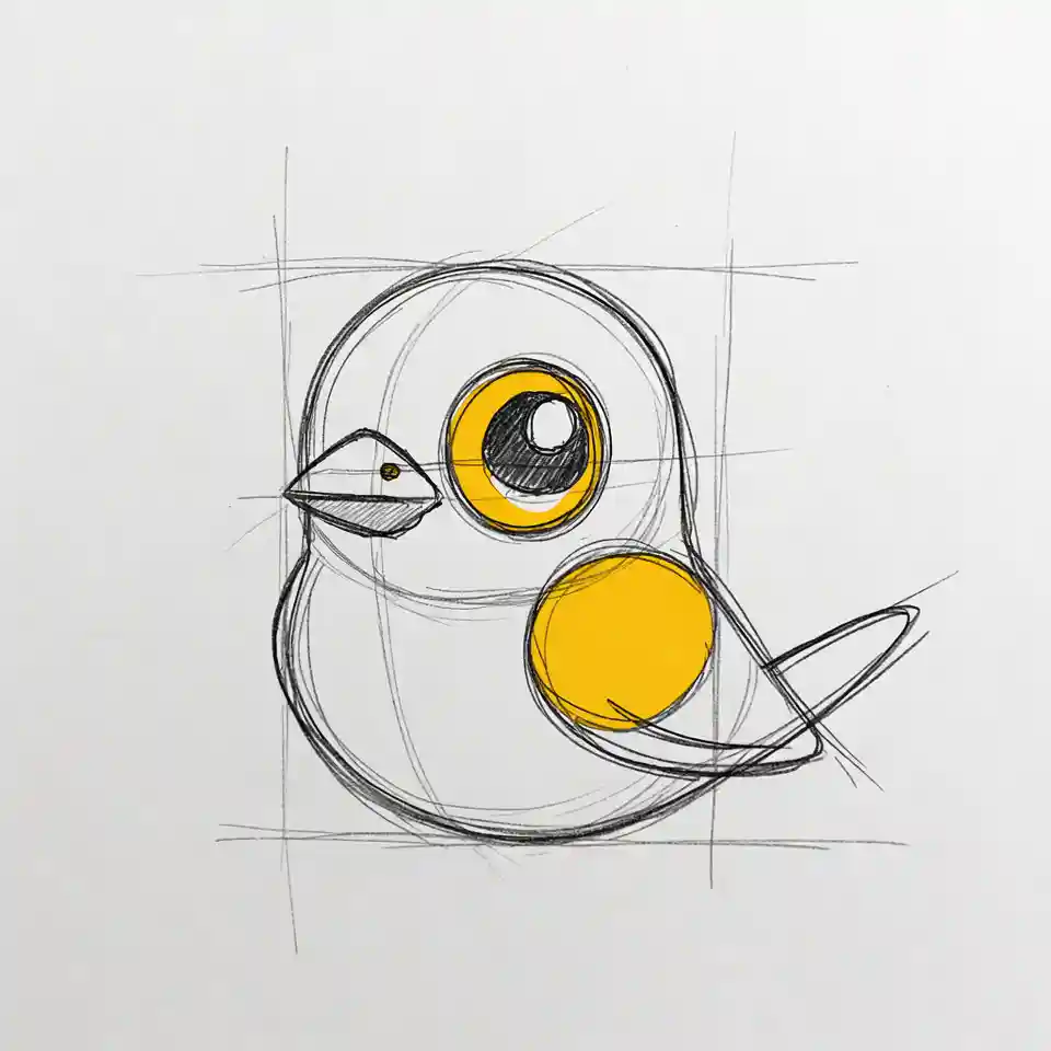 cute easy drawings Bird with a Pop of Color