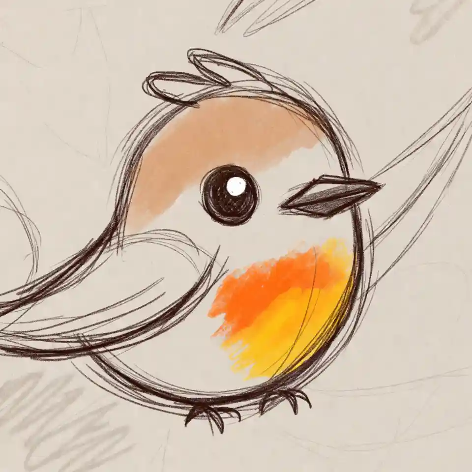 cute easy drawings Bird with a Pop of Color
