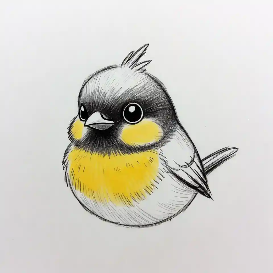 cute easy drawings Bird with a Pop of Color