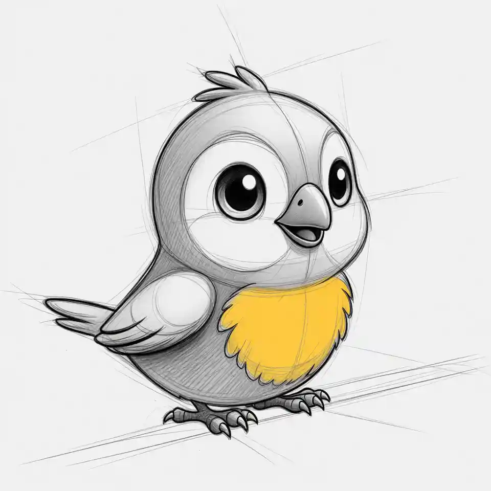 cute easy drawings Bird with a Pop of Color