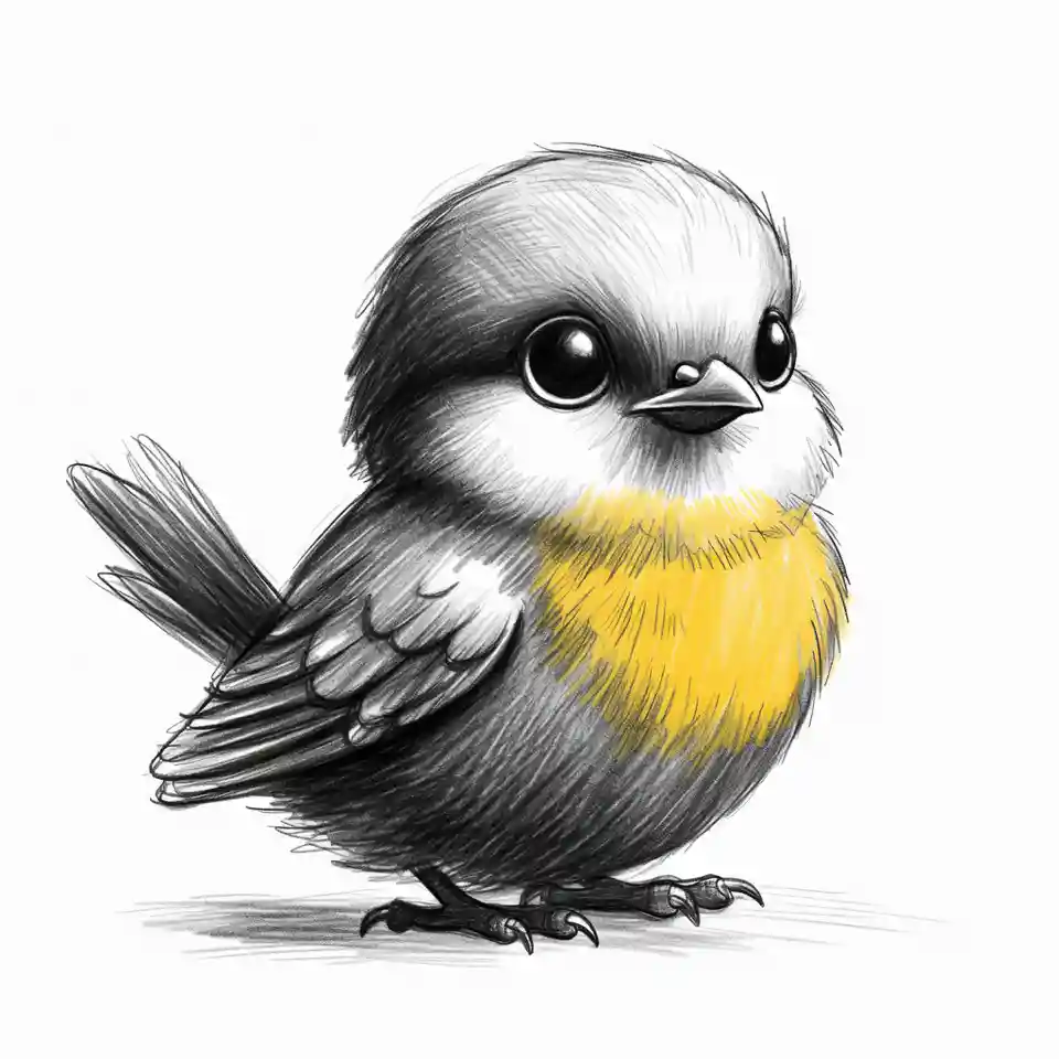cute easy drawings Bird with a Pop of Color