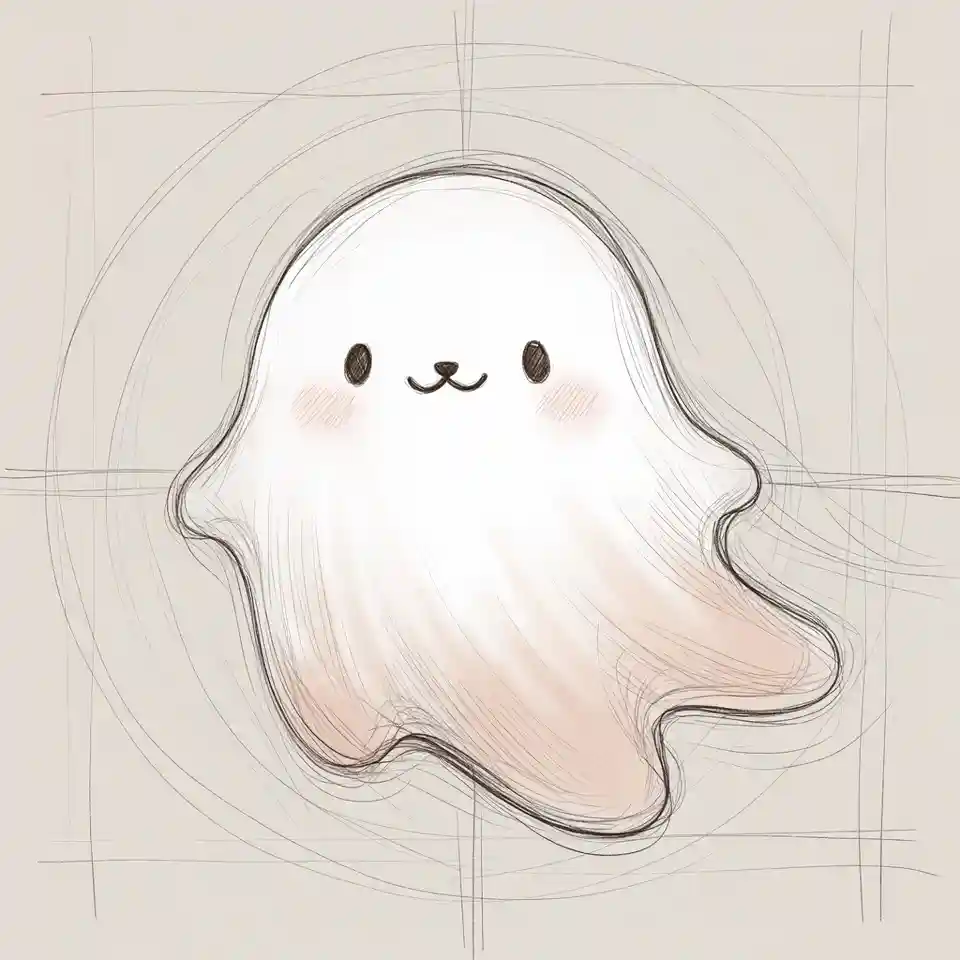 cute easy drawings Lovely Ghost Sketch