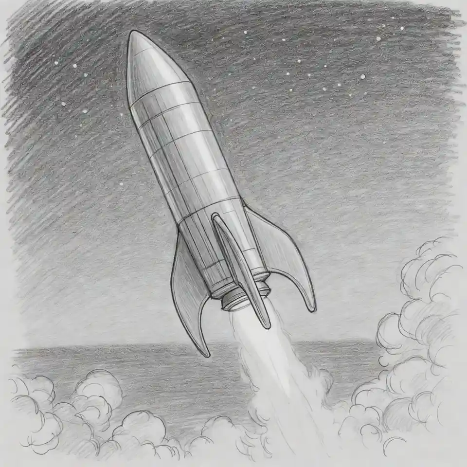 cute easy drawings rocket into space