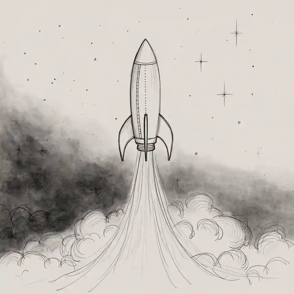 cute easy drawings rocket into space