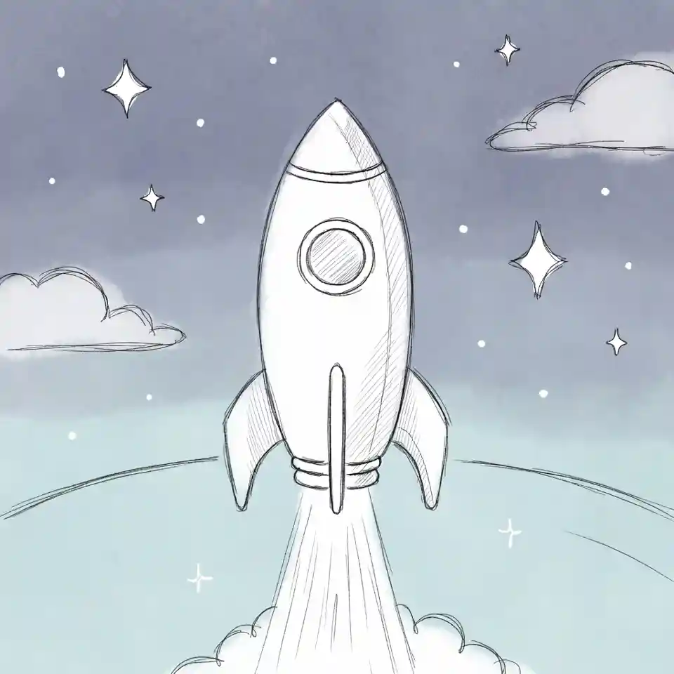 cute easy drawings rocket into space