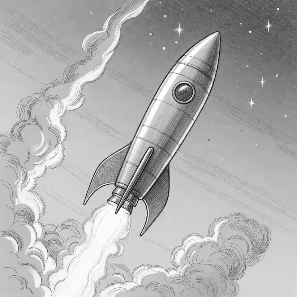 cute easy drawings rocket into space