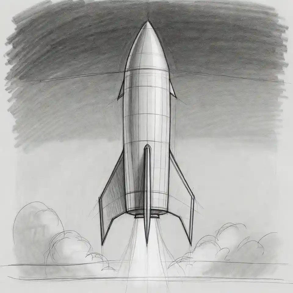 cute easy drawings rocket into space