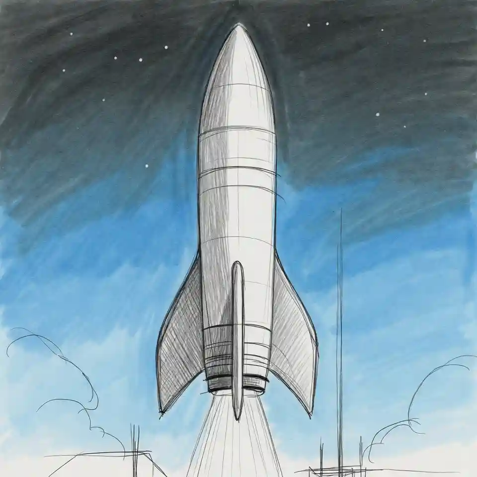cute easy drawings rocket into space