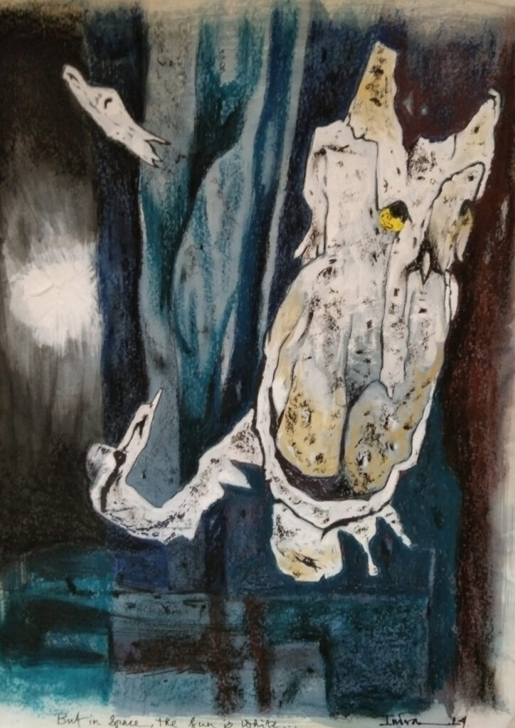 But In Space The Sun Is White famous abstract art of indranil Banerjee