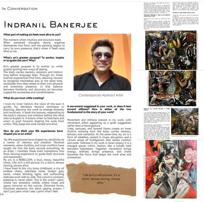 Cover Artwork Feature – Art In Reply Magazine, UK My painting “Conversation with a Rose After Death – Find JFK’s Eye” was selected as the cover artwork for the BODY STORY edition of Art In Reply magazine (United Kingdom), and also featured within the inner pages alongside dialogues and interviews. This edition explores the body beyond physical form — as a space of memory, identity, and lived experience. Being part of this global artistic discourse, alongside diverse voices and mediums, is deeply meaningful. I extend my sincere gratitude to the Art In Reply team for this opportunity and for fostering a platform that connects artists across boundaries.