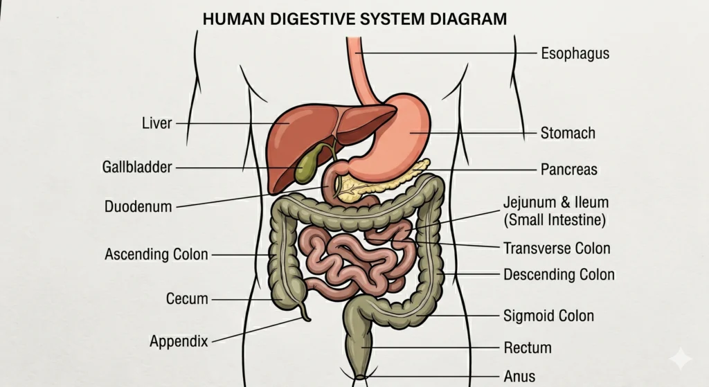 human digestive system drawing