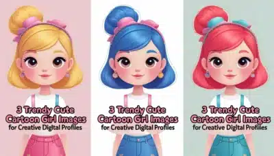 3 Trendy cute cartoon girl images for Creative Digital Profiles