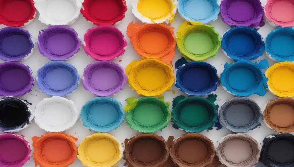Color palette featuring vibrant acrylic paint samples used to understand color harmony and artistic mixing techniques