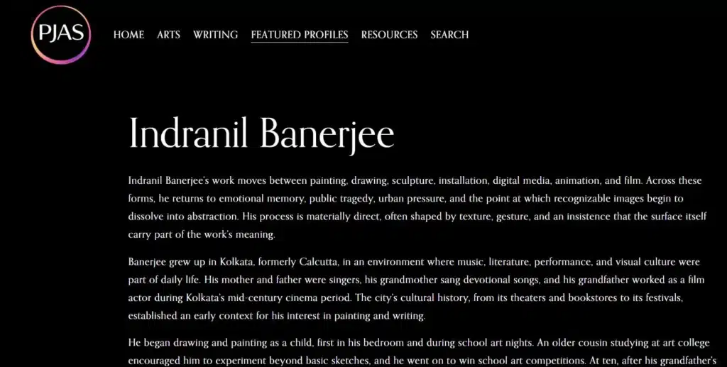 indranil banerjee artist profile featured in pjas